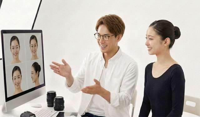 カメラとコンピュータの前