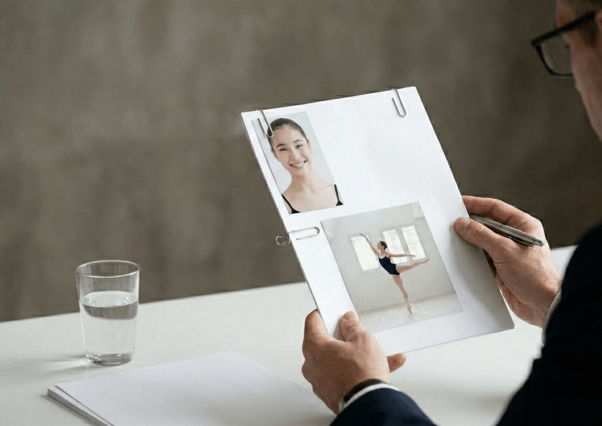 バレエオーディション写真を持つ審査員