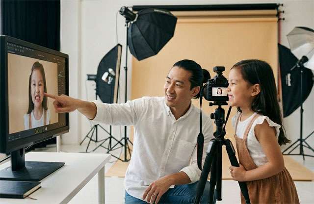 写真撮影の指導風景