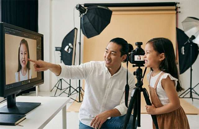 写真撮影の指導風景