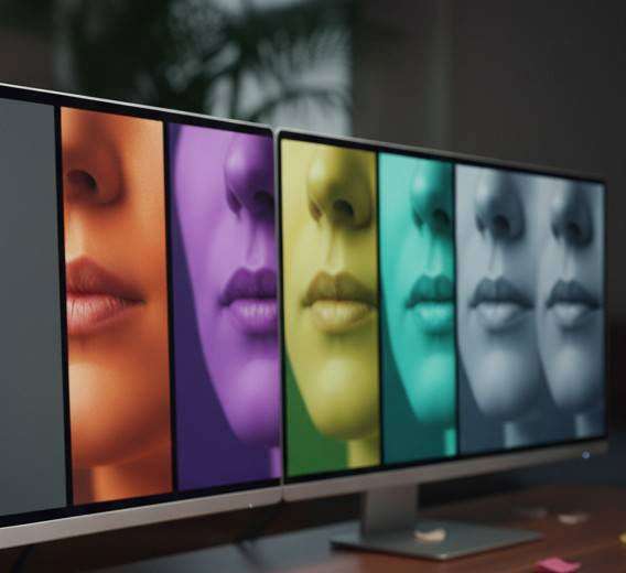 カラフルな顔のコラージュ